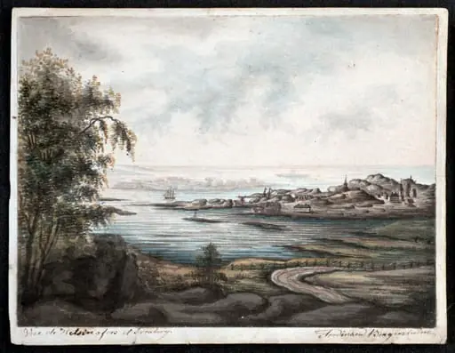 Helsinki 1810-luvulla koillisesta nähtynä, Suomenlinna, by Ferdinand Bergenheim