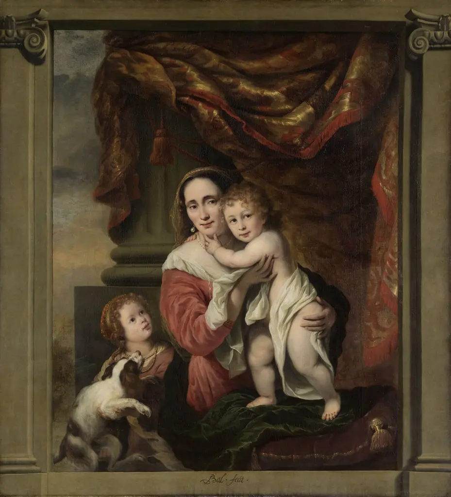 Caritas: Johanna de Geer (1629-91) with her children Cecilia Trip (1660-1728) and Laurens Trip (b 1662), by Ferdinand Bol