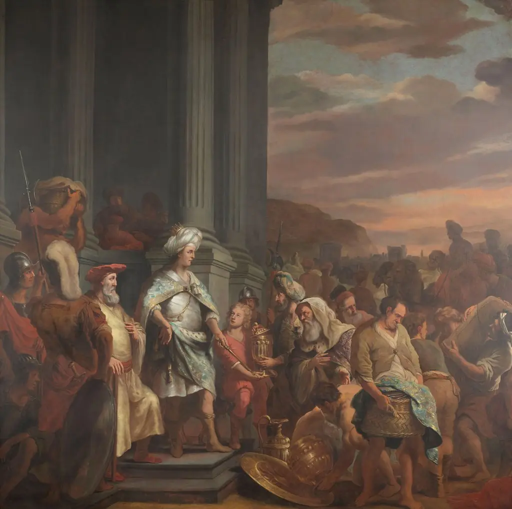Salomo ontvangt geschenken, by Ferdinand Bol