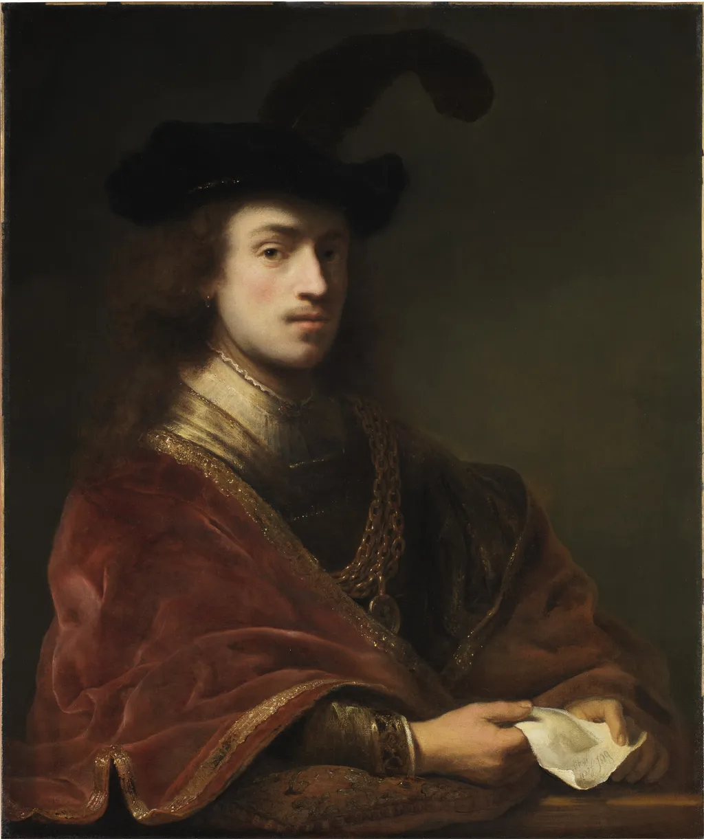 Self-Portrait, Behind a Parapet, by Ferdinand Bol, oil, 1648