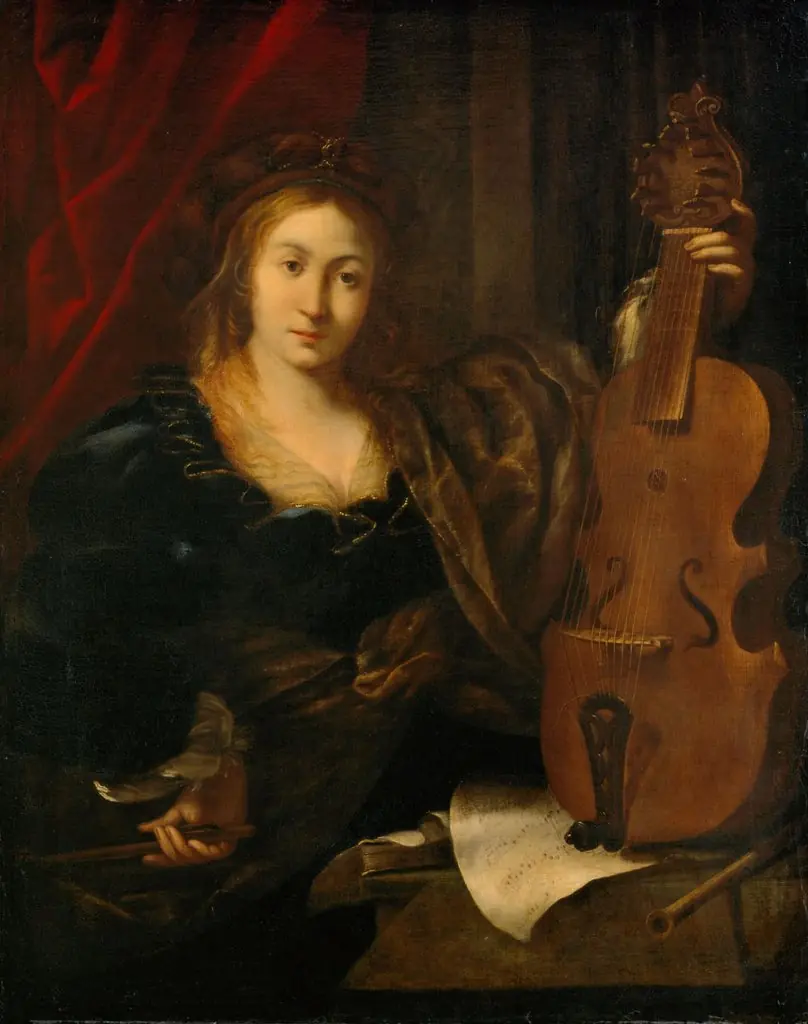 Young woman with a lira da gamba