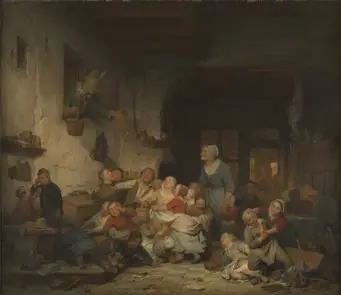 Celebration of the Third Thursday in Lent at the Children's School, by Ferdinand de Braekeleer the Elder