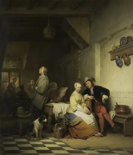 Interior of an Inn, with Figures in Seventeenth-Century Costume, by Ferdinand de Braekeleer the Elder