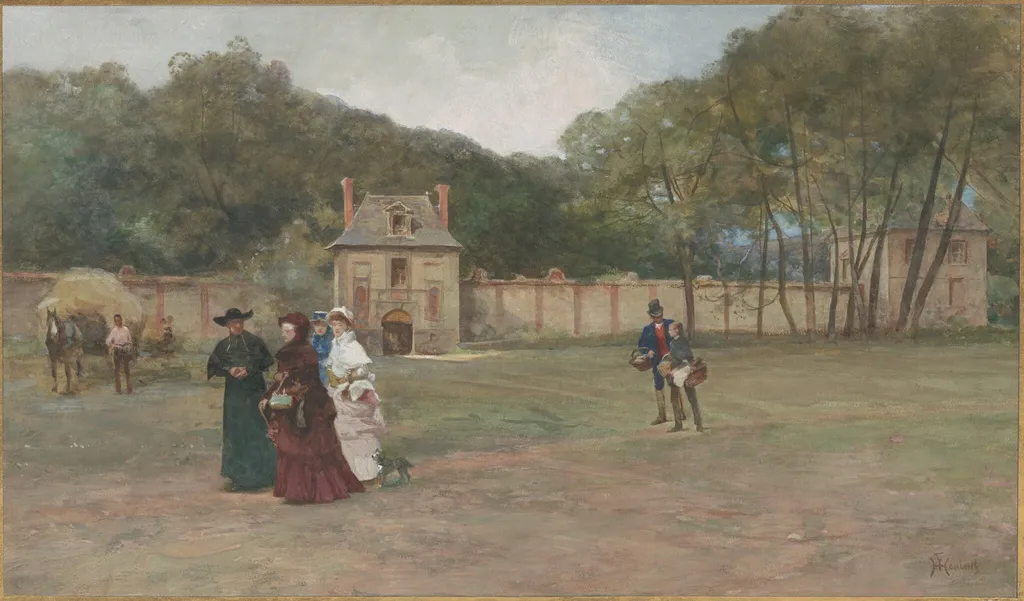 Promenade near a French Country Estate, by Ferdinand Heilbuth, watercolor, 1884