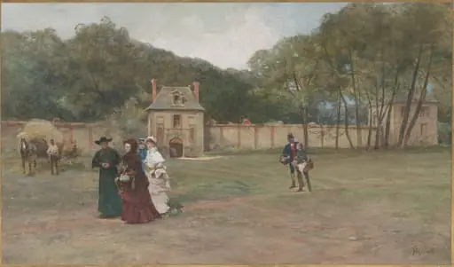 Promenade near a French Country Estate, by Ferdinand Heilbuth