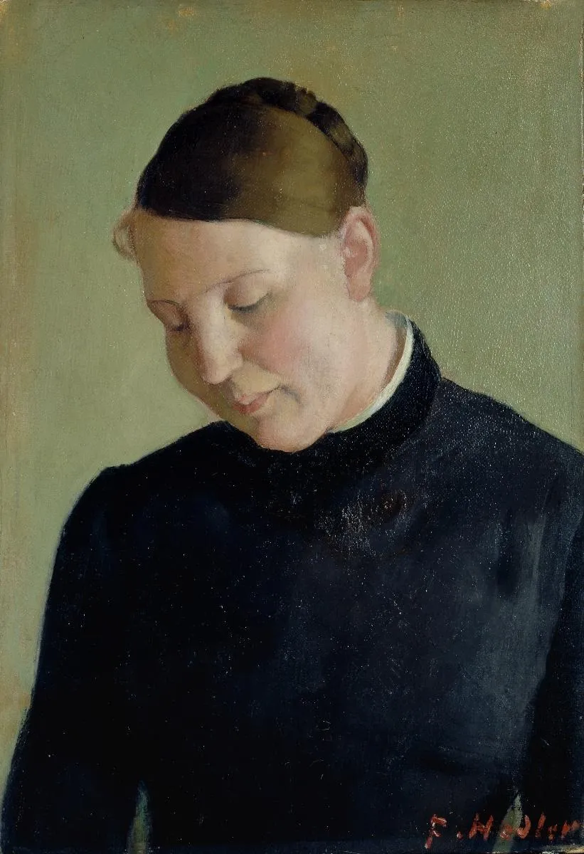 Bildnis einer Unbekannten. Frau, der Predigt zuhörend, by Ferdinand Hodler, oil, 1893