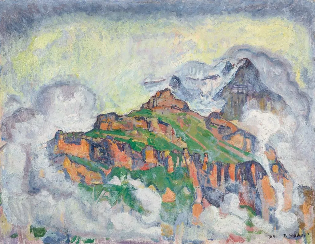 Das Jungfraumassiv von Mürren aus, by Ferdinand Hodler, oil, 1911