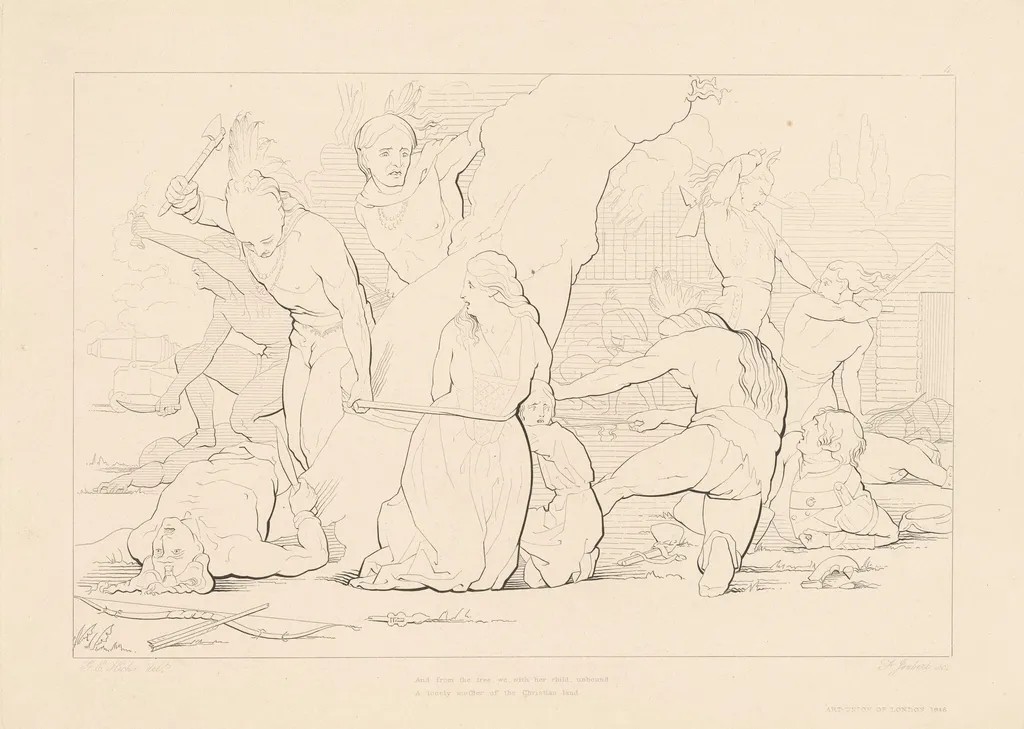 And from the Tree, We With Her Child Unbound, by Ferdinand Joubert, ink, 1846