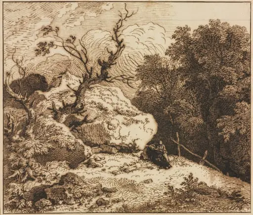 Hermit in a Wooded Landscape, by Ferdinand Kobell