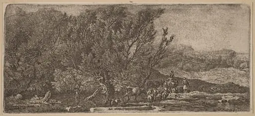Shepherds with Their Herd Fording a Stream, by Ferdinand Kobell