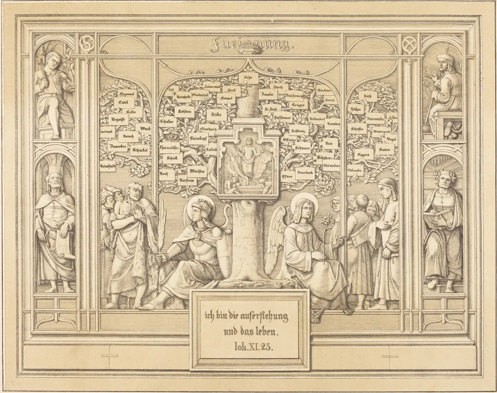 Dedication: Ich bin die Auferstehung und das Leben (I am the resurrection and the life), by Ferdinand Olivier, ink, 1823