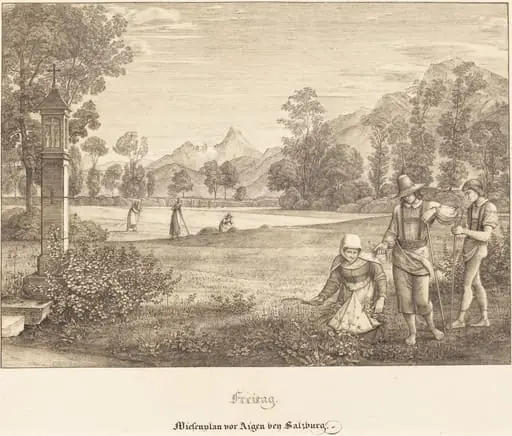 Freitag - Wiesenplan vor Aigen bey Salzburg (Meadow before Aigen near Salzburg), by Ferdinand Olivier