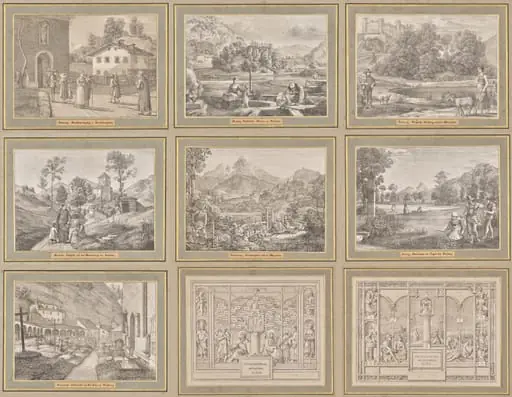 Seven Areas from Salzburg and Berchtesgaden. Arranged according to the seven days of the week, connected by two allegorical sheets, by Ferdinand Olivier