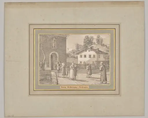 Sunday. Church entrance in Berchtesgaden, by Ferdinand Olivier