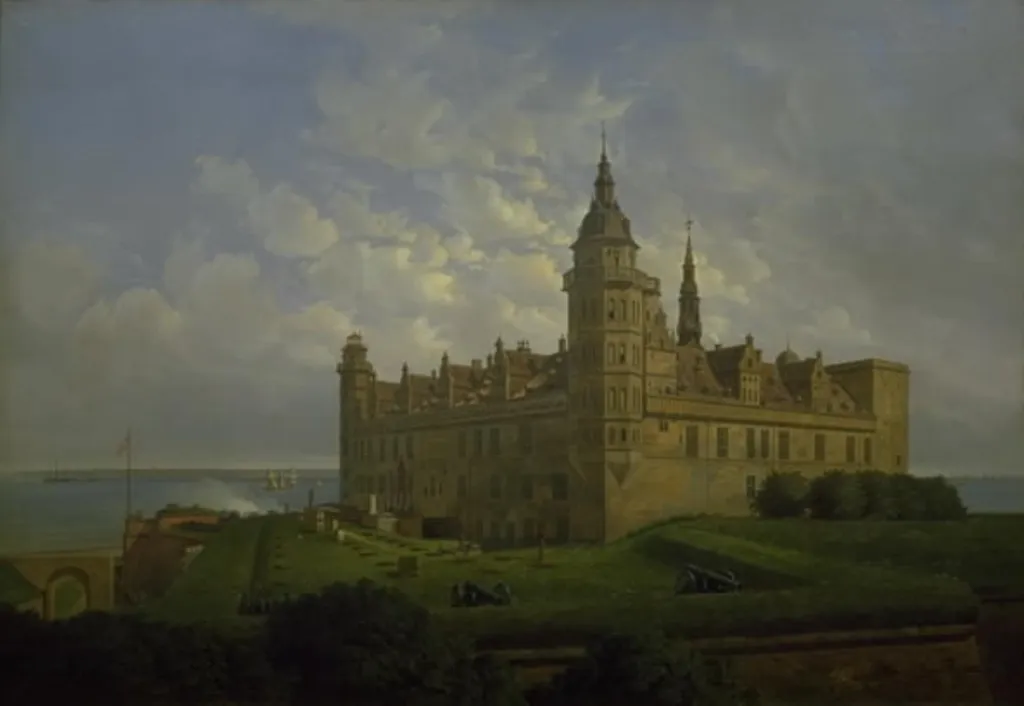 Kronborg set fra nordbastionen, by Ferdinand Richardt, oil, 1848
