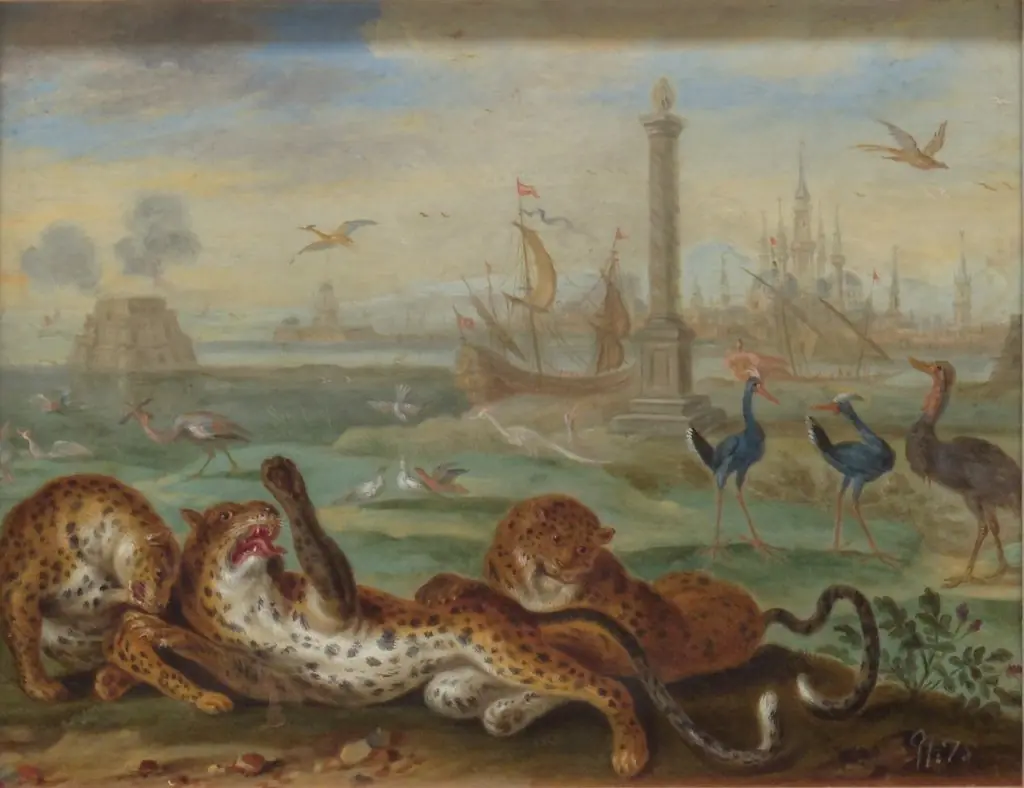 Ansichten aus den vier Weltteilen mit Szenen von Tieren: Batavia, by Ferdinand van Kessel the Elder