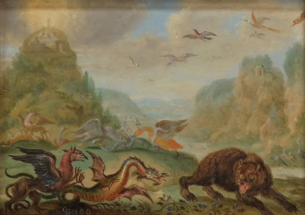 Ansichten aus den vier Weltteilen mit Szenen von Tieren: Berg Tabor, by Ferdinand van Kessel the Elder