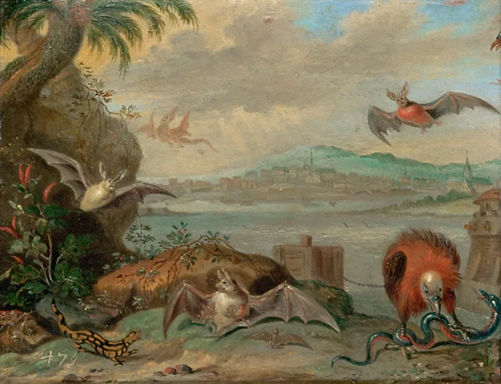 Ansichten aus den vier Weltteilen mit Szenen von Tieren: Cartagena (Kolumbien), by Ferdinand van Kessel the Elder, unspecified, 1682