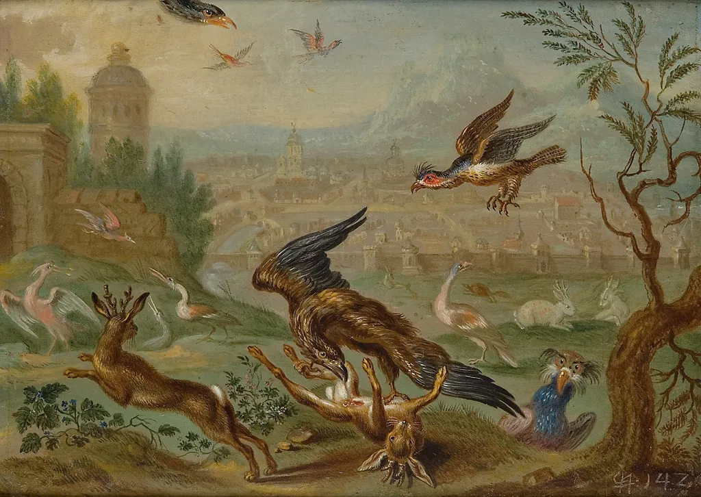 Ansichten aus den vier Weltteilen mit Szenen von Tieren: Damaskus, by Ferdinand van Kessel the Elder, unspecified, 1682
