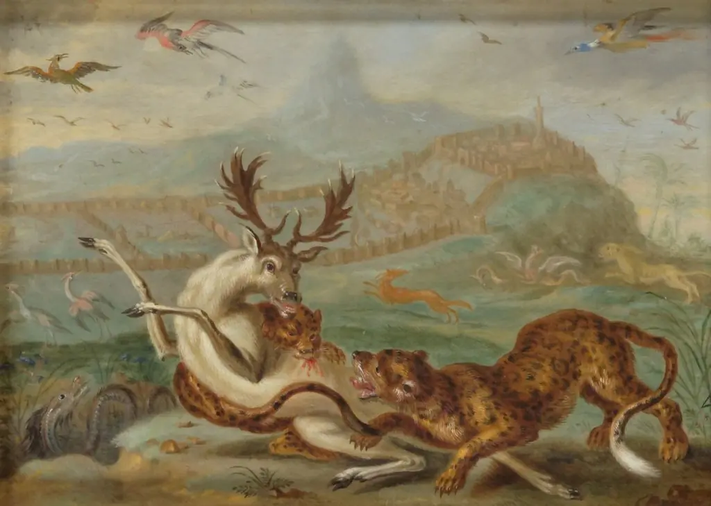 Ansichten aus den vier Weltteilen mit Szenen von Tieren: Derbent (Dagestan), by Ferdinand van Kessel the Elder