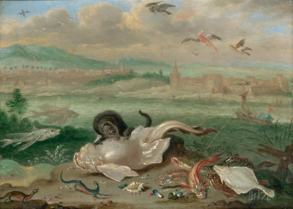 Ansichten aus den vier Weltteilen mit Szenen von Tieren: Florida, by Ferdinand van Kessel the Elder