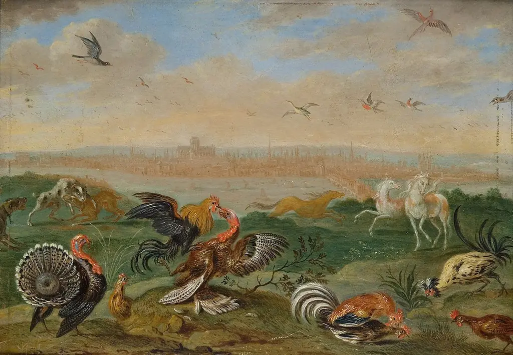 Ansichten aus den vier Weltteilen mit Szenen von Tieren: London, by Ferdinand van Kessel the Elder