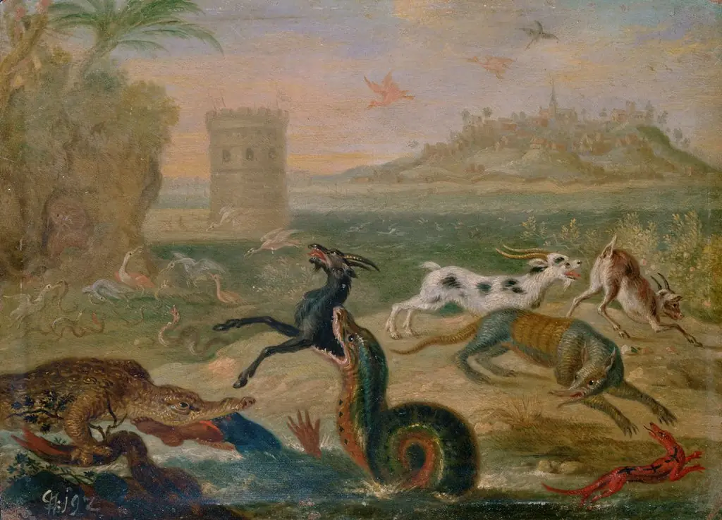 Ansichten aus den vier Weltteilen mit Szenen von Tieren: Olinda (Pernambuco, Brasilien), by Ferdinand van Kessel the Elder