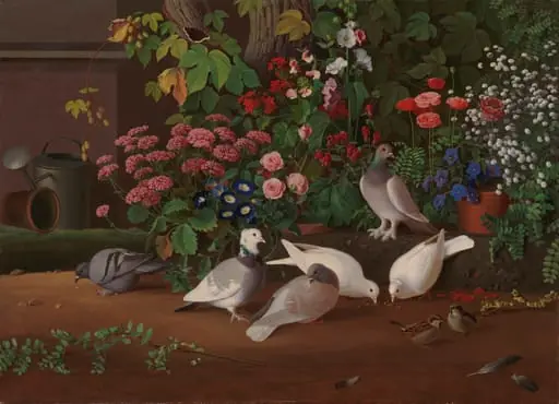 Kukkia ja lintuja puutarhan nurkassa, by Ferdinand von Wright