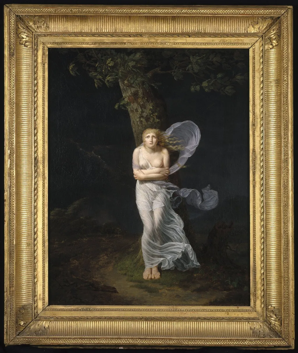 Young Woman Overtaken by a Storm, by Féréol Bonnemaison, oil, 1800