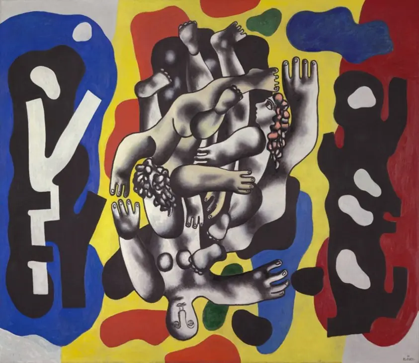 Divers on a Yellow Background, by Fernand Léger