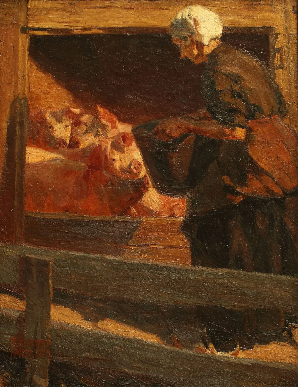 La comida de los cerdos, by Fernando Fader, oil, 1904