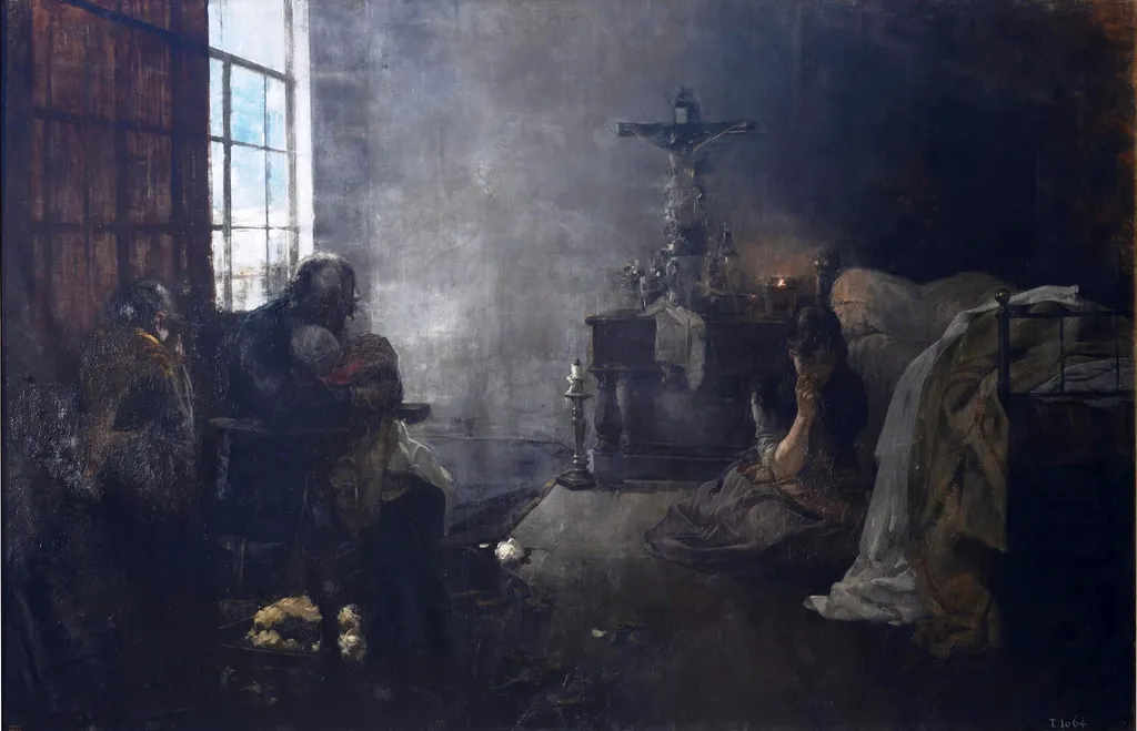Huérfanos, by Ferran Cabrera i Cantó, oil, 1896