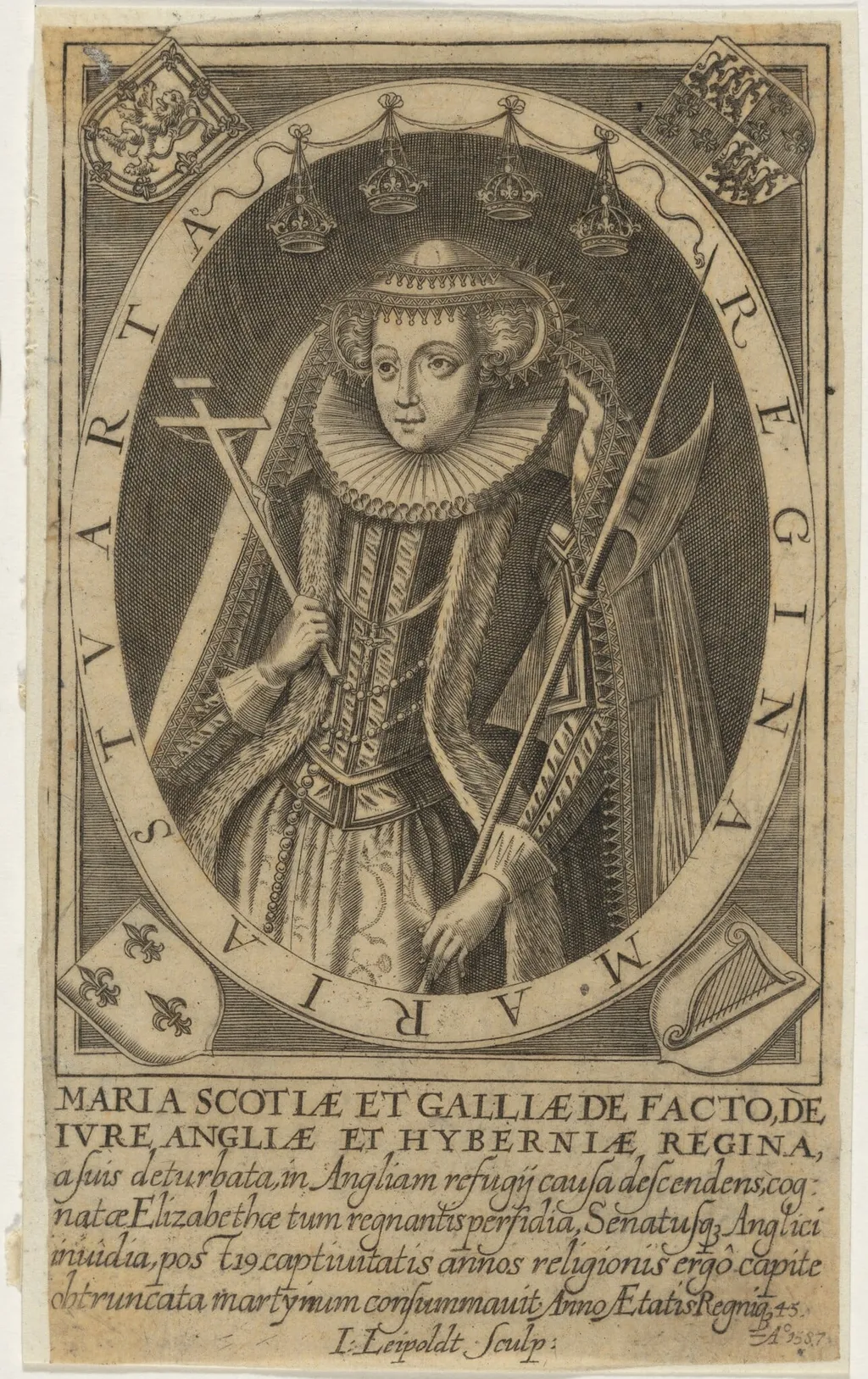 Mary, Queen of Scots, by Johann Leipoldt, ink, 17