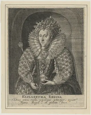 Queen Elizabeth, by Magdalena van de Passe, ink, 1620