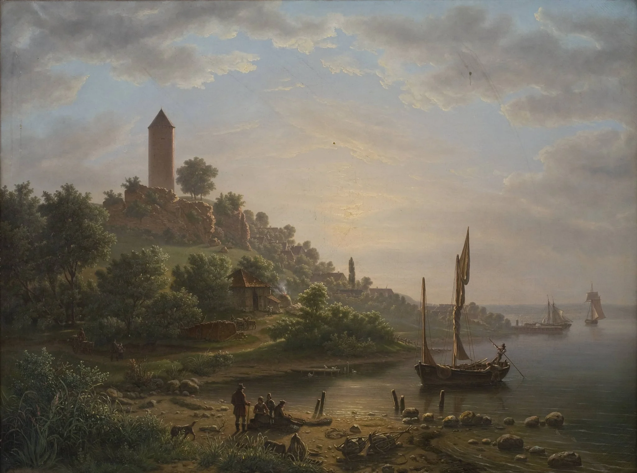 Kysten ved Vordingborg med Gåsetårnet en tidlig morgen, detail