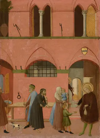 Saint Anthony Distributing His Wealth to the Poor, by Master of the Osservanza, tempera, 1432