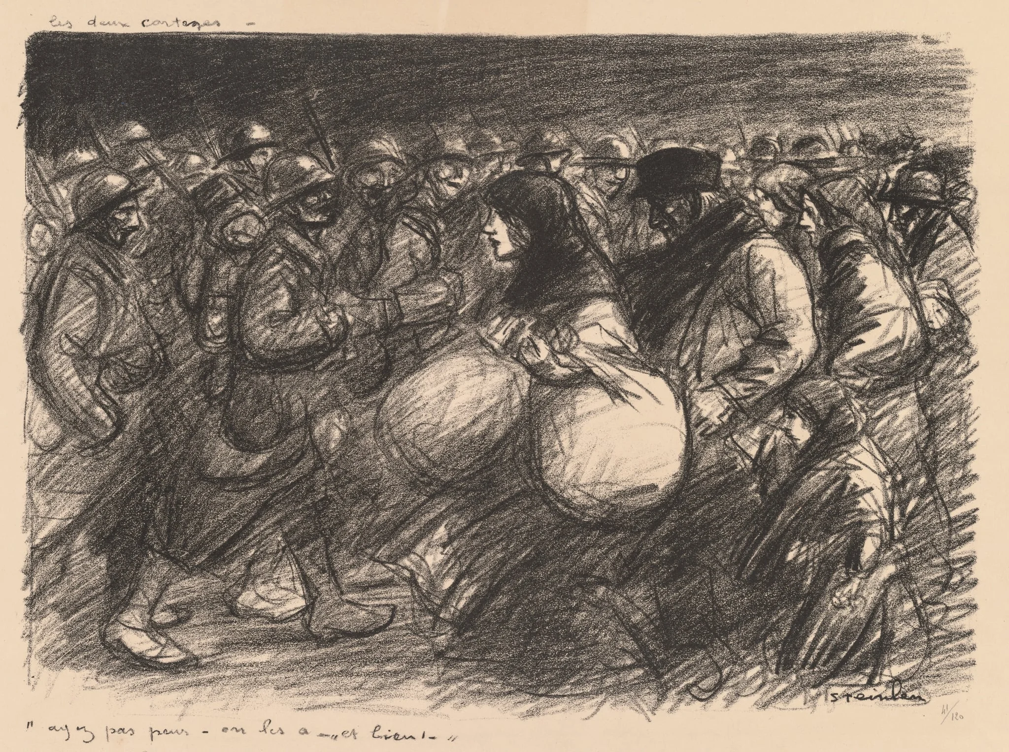 War Sketches: The Two Processions (Croquis de guerre: Les deux cortèges – “Ayez pas peur - on les a - et bien!”), detail