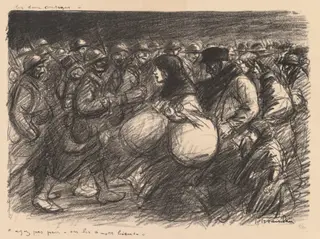 War Sketches: The Two Processions (Croquis de guerre: Les deux cortèges – “Ayez pas peur - on les a - et bien!”), by Théophile Alexandre Steinlen, 1916