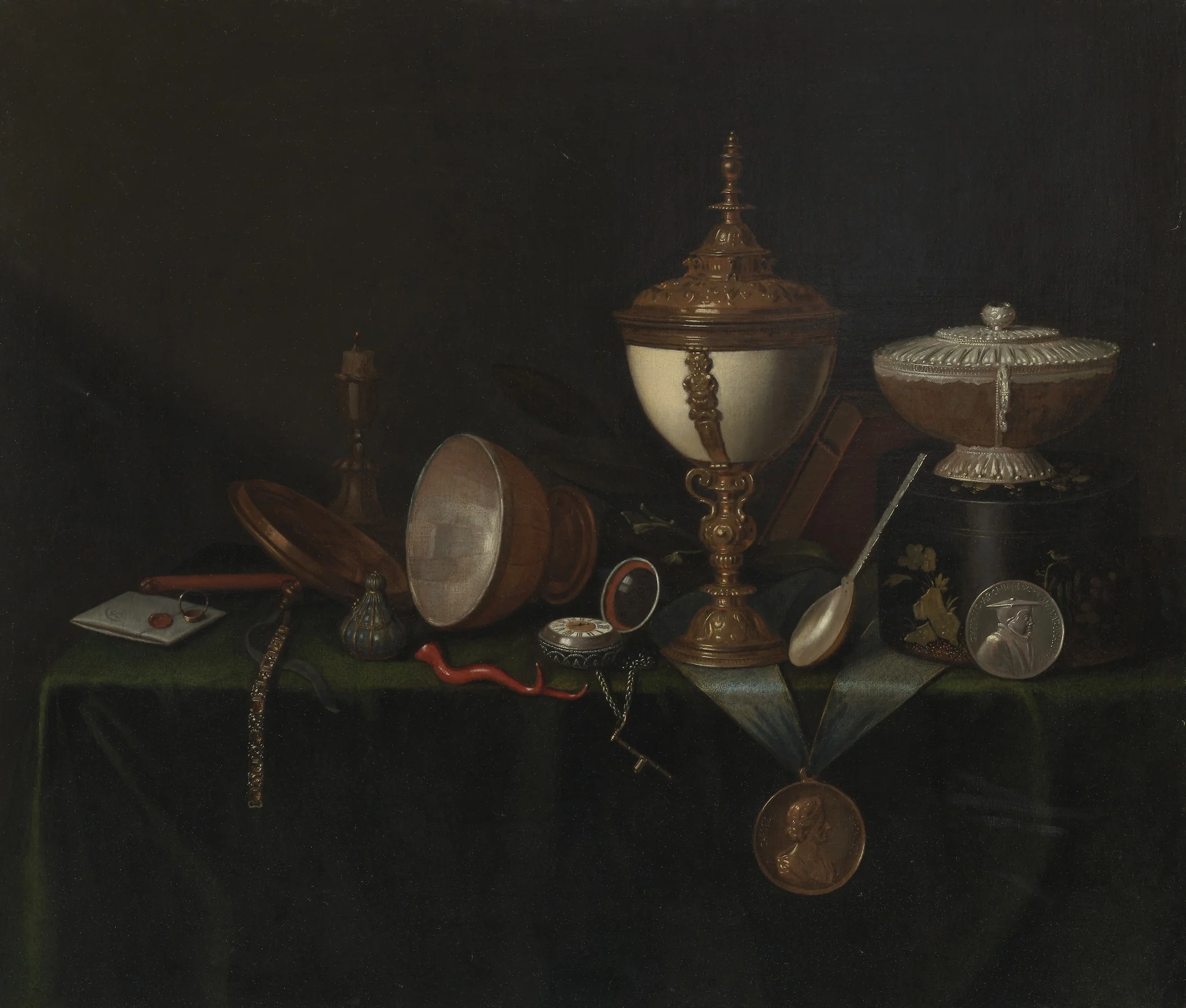 Still Life with Ostrich Egg Cup and the Whitfield Heirlooms, detail