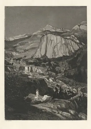 Moonlit Night (Mondnacht): pl. 4, by Max Klinger, ink, 1881