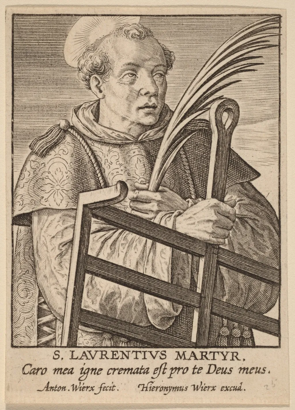 S. Laurentius Martyr, by Anton Wierix, ink, 1588