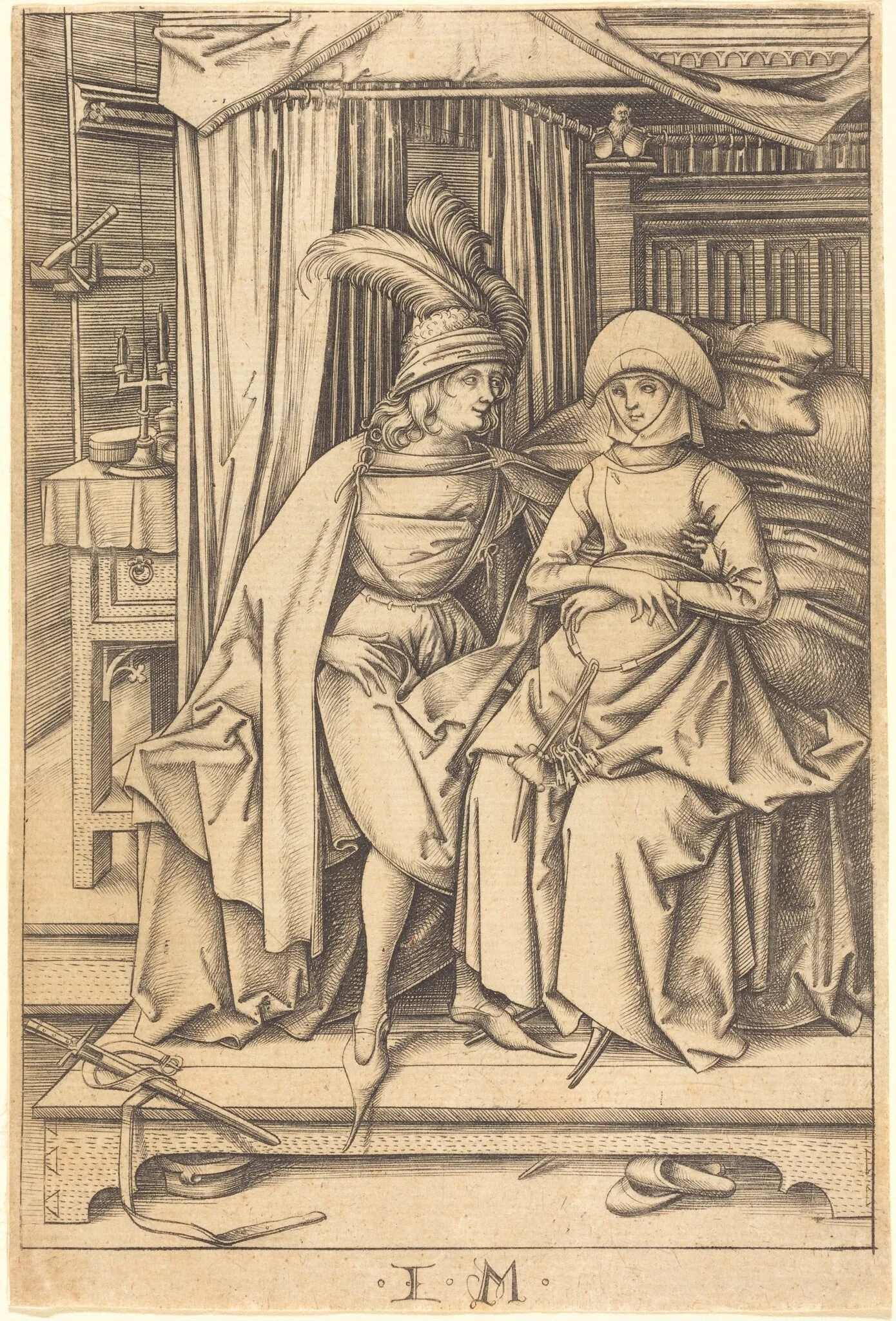 Couple Seated on a Bed, detail