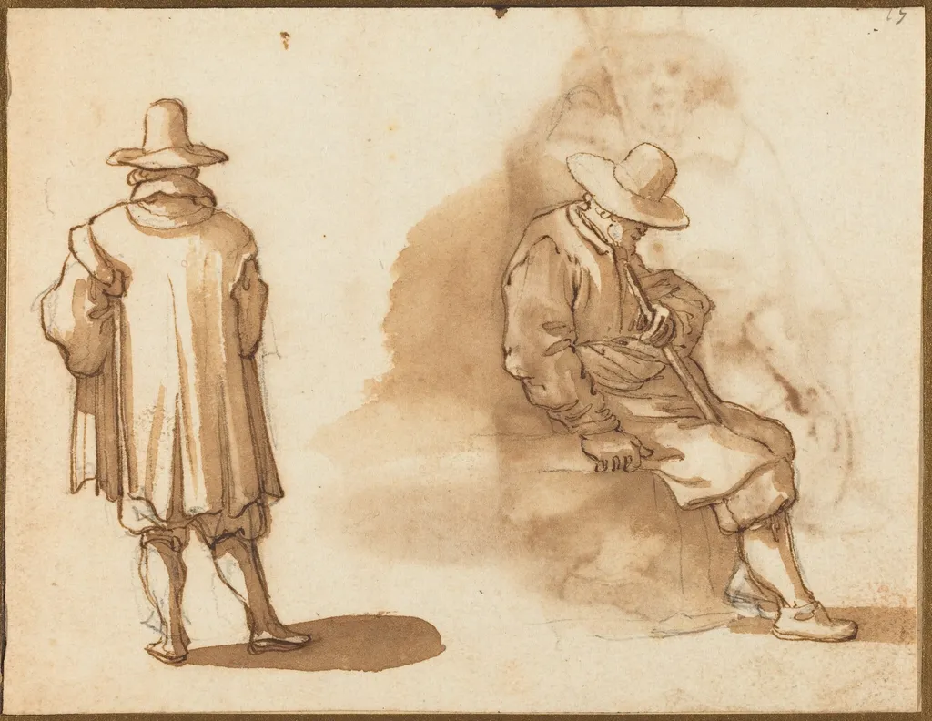 Two Studies of a Man, by Remigio Cantagallina, chalk, 1619