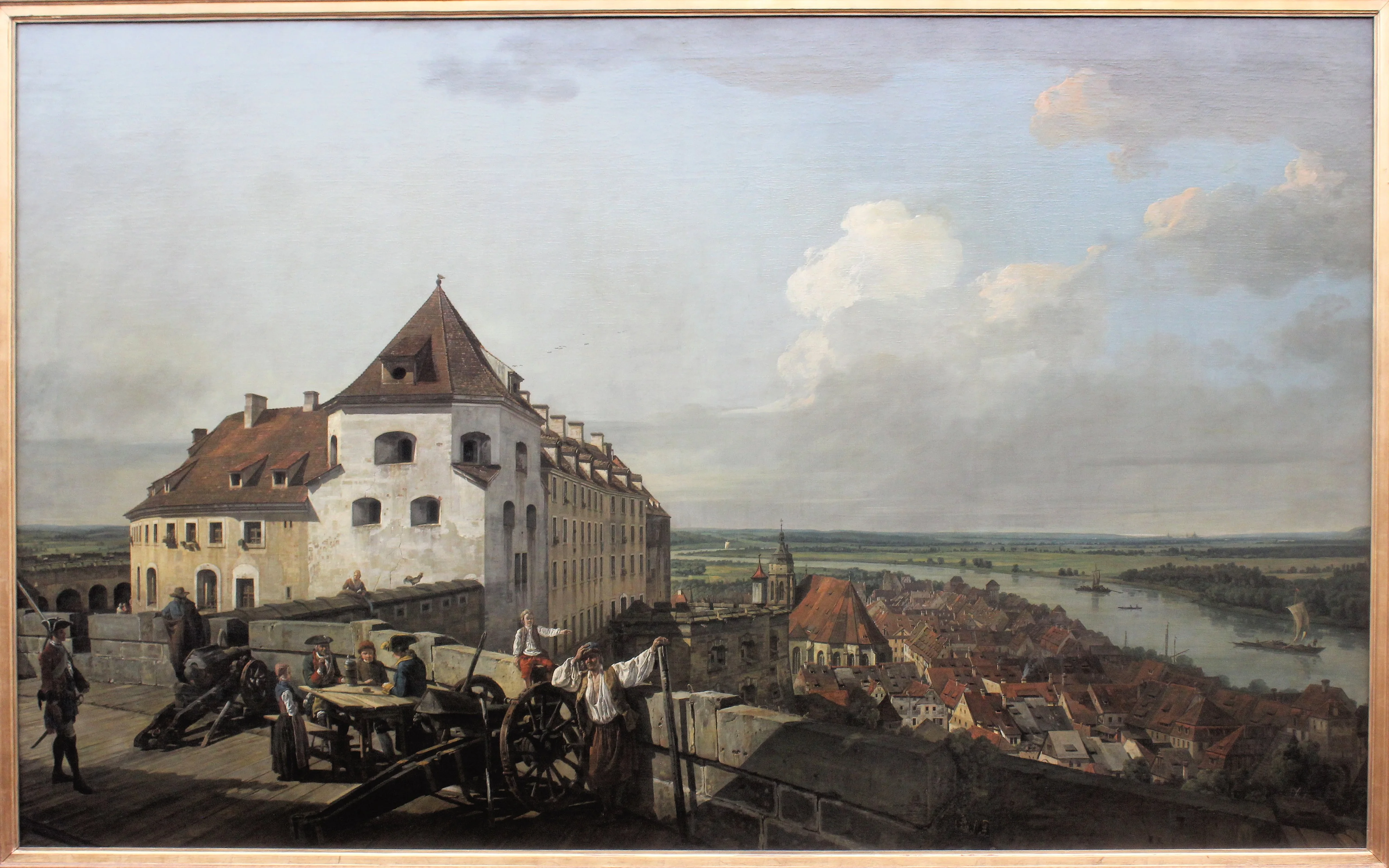 Sonnenstein fortress and Pirna from Hohes Werk, 1755, detail