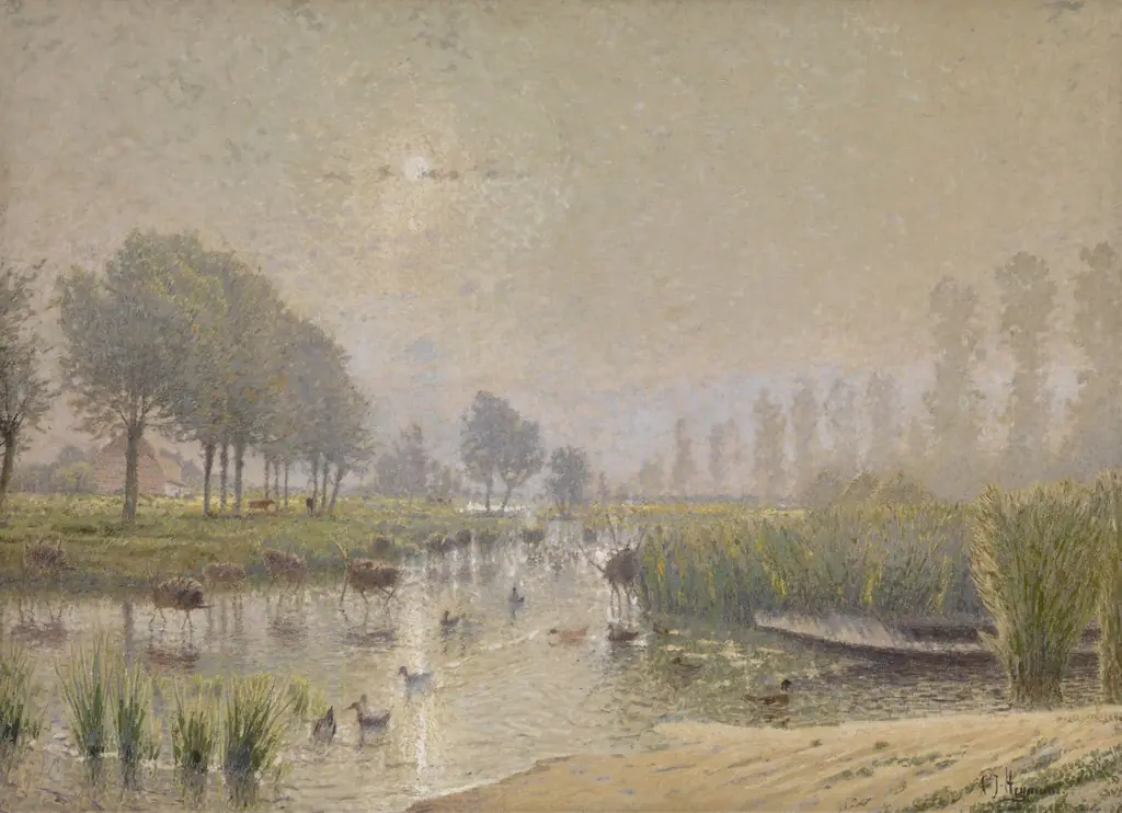 Duck Nests in the Reed, by Adriaan Jozef Heymans, oil, 1889