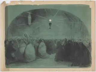 Lourdes, 1914,  25th International Eucharistic Congress, by Jean-Louis Forain, ink, 1914