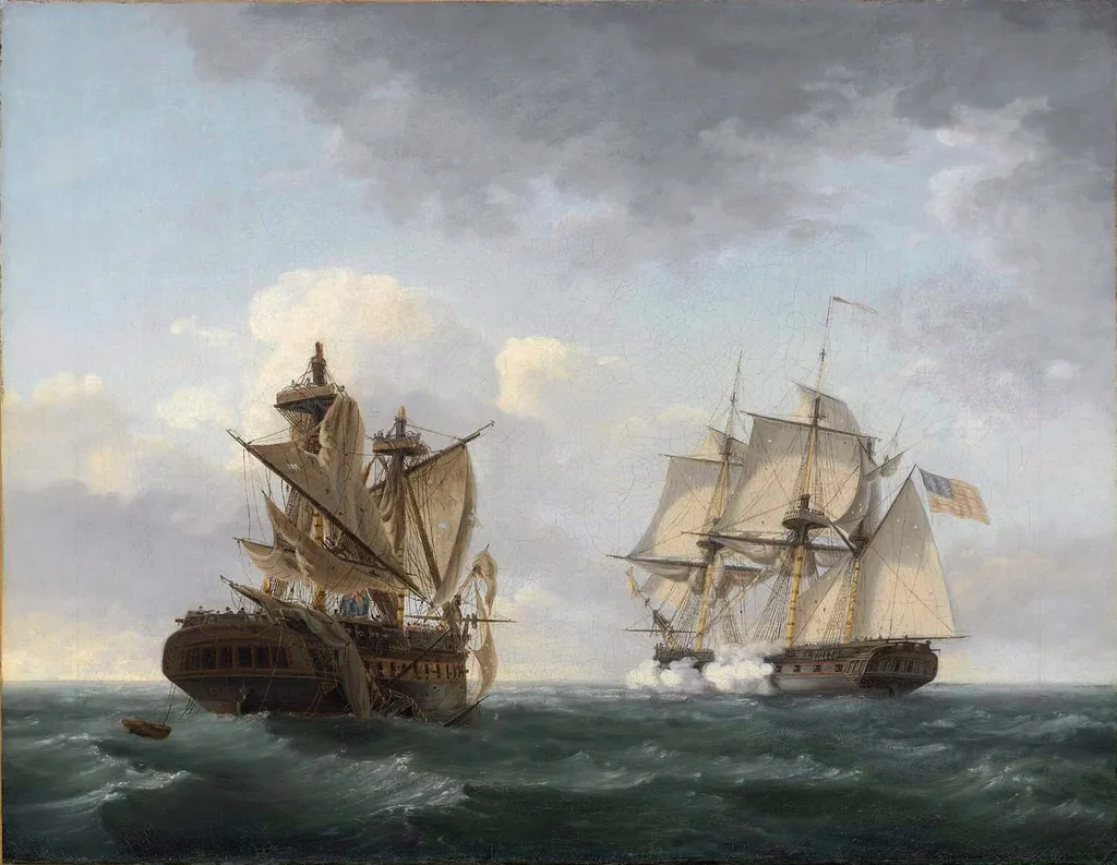 Engagement Between the "United States" and the "Macedonian", by Thomas Birch, oil