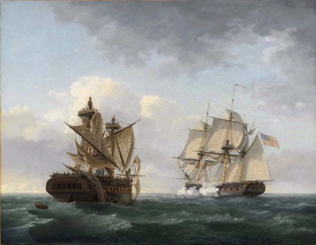 Engagement Between the "United States" and the "Macedonian", by Thomas Birch, oil