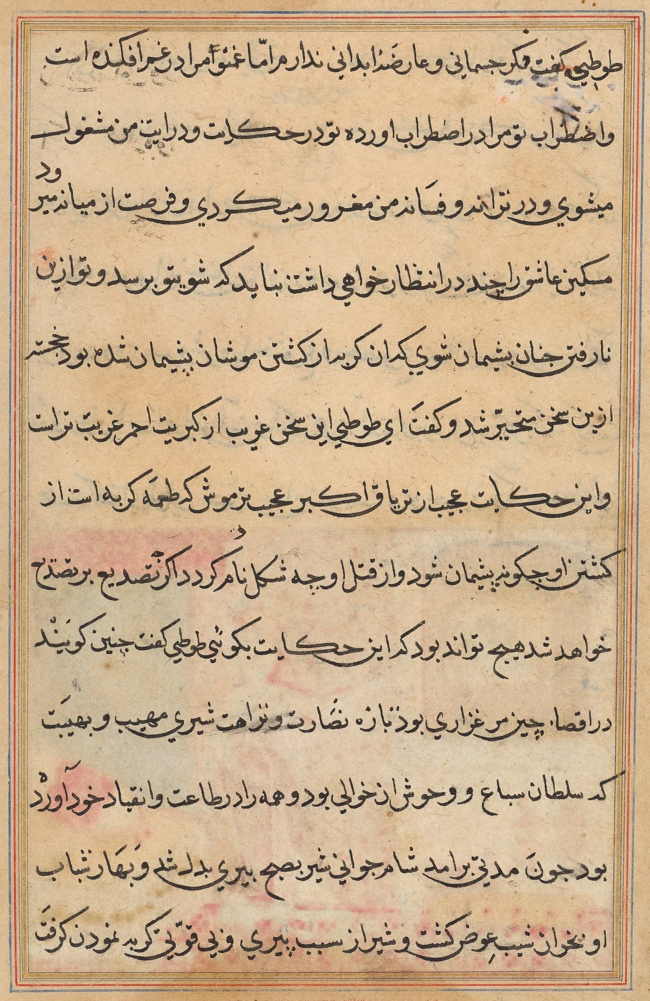 Page from Tales of a Parrot (Tuti-nama): text page, detail