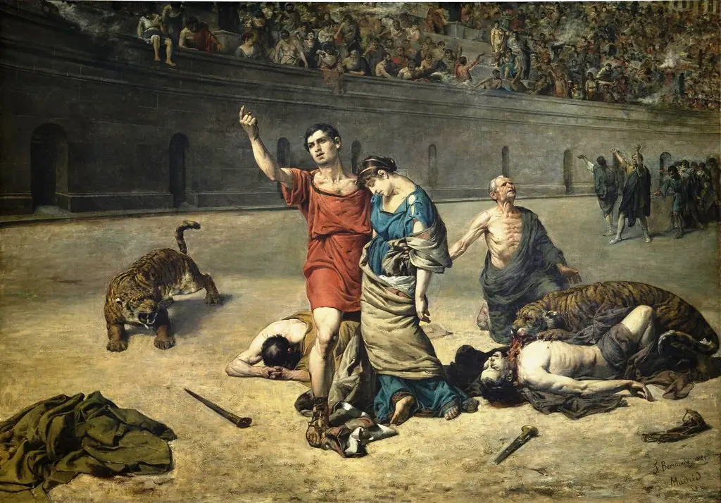 Eudoro y Cimodocea en el anfiteatro, by José Bermudo Mateos, oil, 1892